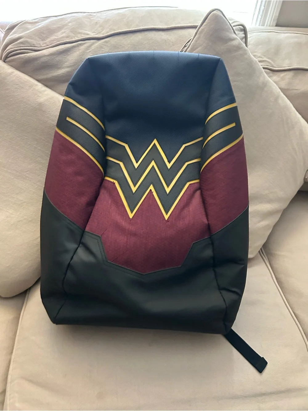 Superhero-Inspired Red and Black Backpack with Yellow Accent